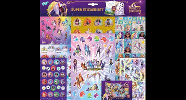 Totum Unicorn Academy super sticker set XL - 8 vellen incl. luxe metallic en laser stickers 38 x 36 cm | speelgoed meisjes vanaf 3 jaar