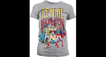 DC Comics Femme Power Girly Tee Damen T-Shirt Heather-Grey-2XL