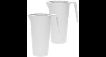 Excellent Houseware Schenkkan/waterkan - 2x - wit - 1500 ML - melamine - D10 x H21 cm