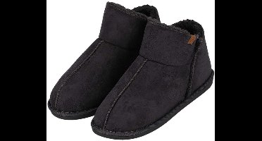 Apollo sloffen - dames - donkergrijs - voering wol - suede - pantoffels - met antislip - hoog 41-42