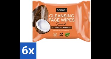 6 x Sence - Coconut - Gezichtsreinigingsdoekjes - Verzorgend - 20 Doekjes - Gezichtsreinigingsdoekjes - Kokos - Huidverzorging - Make-up Verwijderen - Hydrateren