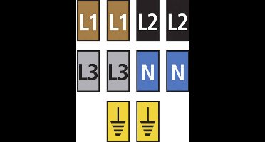 HellermannTyton WIC2-L1,L2,L3,N,Earth-PA66-MIX Markeerclip Opdruk L1, L2, L3, N, Erde 561-02300