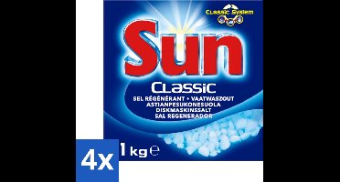 4 x Sun Classic - Vaatwaszout - Klassiek Systeem - 1 kg - Vaatwaszout - Vaatwasser Schoonmaken - Kalkaanslag Voorkomen - Vaatwasser Onderhoud - Vaatwasser Zout