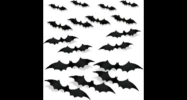 JHubers Goods - 56 stuks Zwarte Halloween 3D Vleermuizen Decoratie - Realistische Enge Vleermuis Stickers - 4 Maten Muurdecor - Voor Muur Raam Deur Binnen Buiten Feestartikelen