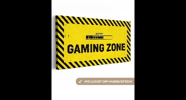 Canvas schilderij 100x50 cm - Wanddecoratie Gaming - Quotes - Controller - Gaming zone - Game - Muurdecoratie game room - Gaming kamer decoratie - Gameroom accessoires - Schilderijen