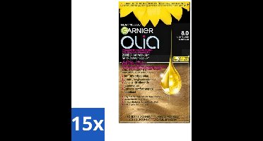 15 x Garnier - Olia 8 - Haarkleuring - Lichtblond - Zonder Ammoniak - 60% Olie - Permanente Kleur - Haarkleuring - Lichtblond - Permanent - Zonder Ammoniak - 60% Olie