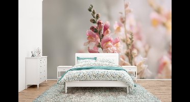 Behang - Fotobehang Bloem - Leeuwenbek - Roze - Stengel - Breedte 400 cm x hoogte 240 cm