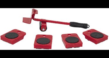 Home Deco Factory Meubel verhuisset - 5x stuks - metaal - rood - wieltjes - met antislip - meubelroller