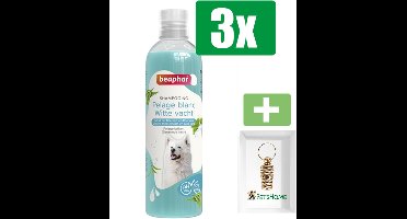 Beaphar Shampoo Hond Witte Vacht 250 ML - 3 Stuks - Inclusief PetsHome Goudkleurige Adreskoker