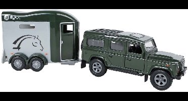 Kids Globe Land Rover with Cheval Liberte Horse Trailer - 28cm