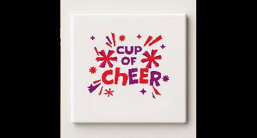 Cup of Cheer Decoratieve Tegel – 15x15cm Keramische Wanddecoratie – Feestelijk Kerstontwerp voor Keuken of Woonkamer