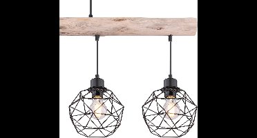 Globo - hanglamp - Theodor - naturel zwart - metaal - grote eettafellamp - E27 - 15416-4