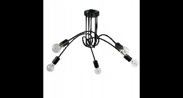 Hanglamp Zwart E27 Loft Stijl 5x lichtpunten