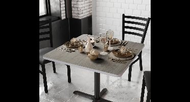 Vierkante Omkeerbare Laminaattafel – Wit/Grijs 91x91 cm | Duurzaam, Onderhoudsvriendelijk & Krasbestendig Tafelblad voor Eetkamer of Horeca | Aluminium Frame