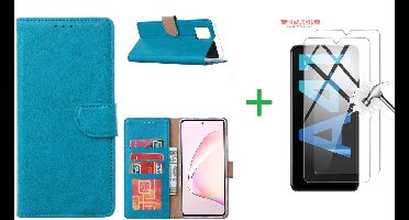 Hoesje Geschikt Voor Samsung Galaxy A41 Boek hoesje + 2X Screenprotector Blauw