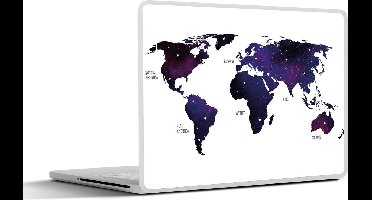 Laptop sticker - 10.1 inch - Wereldkaart - Sterrenhemel - Paars - 25x18cm - Laptopstickers - Laptop skin - Cover