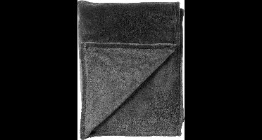 Dutch Decor - CHARLIE - plaid 200x220 cm - extra grote fleece deken - effen kleur - Charcoal Gray - antraciet