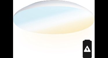 HOFTRONIC - LED Badkamerverlichting - Plafondlamp met noodaccu batterij - Witte Badkamerlamp - IP65 waterdicht - 6500K Daglicht wit - IK10 Stootveilig - Ø30 cm - Voor binnen en buiten - 3 jaar garantie