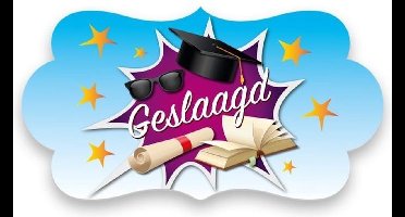 Witbaard Huldeschild Geslaagd 42 X 22 Cm Karton Blauw/paars