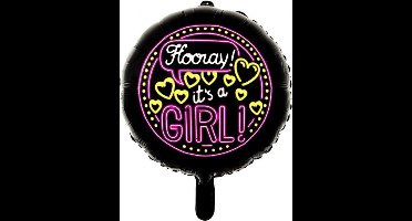 Helium ballon Hooray it's a Girl Neon | 46cm