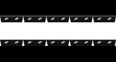 Spot Armatuur 10 Pack - Proma Borny Pro - GU10 Inbouwspot - Rechthoek Dubbel - Zwart - Aluminium - Kantelbaar - 175x92mm