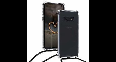 Ntech Hoesje Geschikt Voor Samsung Galaxy S10+ Anti Shock Transparante hoesje met Verstelbaar Celebrity Draagriem