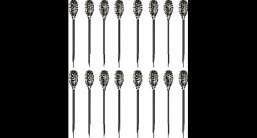 16-pack Youth Fire LED Solarlamp tuinfakkel - met vlammeneffect - incl. schemersensor - 2200K extra warm wit - IP44 Spatwaterdicht - Prikspot 50cm - Solar tuinverlichting