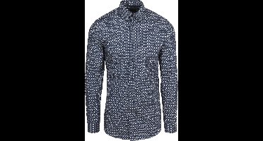 Suitable Overhemd Print Donkerblauw (navy) - Maat XXL - Heren - Casual Shirt