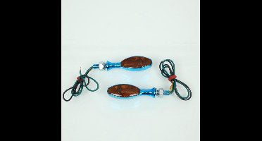 Mini clignotant Vicma LED 12V aluminium chromé bleu oblong pour moto 4599 Neuf