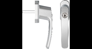 AXA Veiligheids raamsluiting - Oval Roma - Draai-kiep raamkruk - met Cilinder SKG2 - 3 standen - 90° - 37 mm - Afsluitbaar - Aluminium