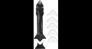 New Age Devi - 3-in-1 kit tool met RVS schraper en kittuit inclusief afstrijkrubber en voegstrijker set voor het afwerken van kit naden en het verwijderen van kit - kit schraper