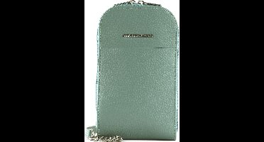 MANDARINA DUCK Leren Telefoontasje Schoudertas Mellow Leather Phone Crossbody Bag Mistral Blauwgrijs