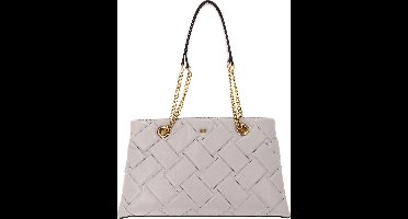 DKNY Leren Schoudertas Willow Leather Tote Bag Stone Beige