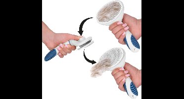 Springos Slicker | Hondenborstel | Kattenborstel | Zelfreinigend | RVS