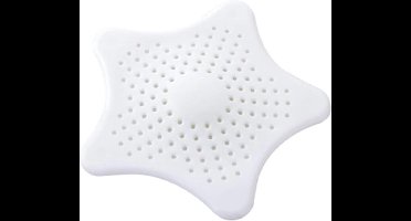 New Age Devi - 1x Siliconen Afvoerstop - Badstop - Gootsteenstop - Afvoerplug - Afvoerzeef - Doucheput deksel - Haarvanger - Ster Wit - Bad Douchebak Keuken Wasbak