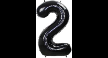 New Age Devi - Feestelijk - Cijferballon - Folieballon - 70cm - Zwart - Nummer 2