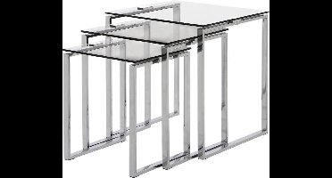 Kathy set van 3 glazen bijzettafels glas.