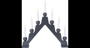 Star Trading kaarsenboog 'Emma' van hout, antraciet, 7-vlammig, E10-lamp, H 45 cm, B 45 cm
