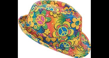 Vegaoo - Hippie borsalino hoed voor volwassenen