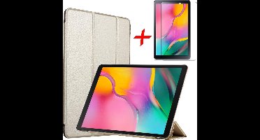 Hoes geschikt voor Samsung Galaxy Tab A 10.1 (2019) + Screenprotector - Smart Book Case Tri-Fold Hoesje - iCall - Goud