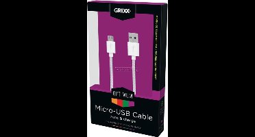 GRIXX Optimum Micro-USB naar USB Kabel Gevlochten Nylon - 1.8 meter - Wit
