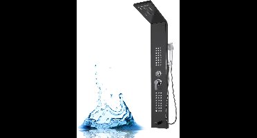 Currero Massage Douchepaneel - Regendouche - Douche Waterval - Jets - Met Douchekop - Handdouche - Roestvrij Staal - Zwart