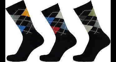 Apollo - 6-Pack - Geruite Modal Sokken - Zijdezacht - Vochtabsorberend - Heren / Dames - multi zwart - 43-46 - 121461001