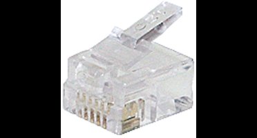 RJ11 krimp connector (6P4C) voor platte telefoonkabel - per stuk / transparant