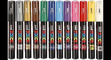 Uni Posca Uni Posca Verfmarker 1M Set Multi 12 stuks