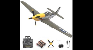 HAWK'S WORK RC Airplane P-51D Mustang 500mm, 4 Channel Remote Control Warbird RTF, Brushless Motor 6 Axis Gyro 3 Flight Modes, Easy to Control for Beginners, Boys and Adults