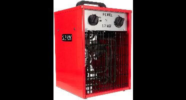 Perel Elektrische ventilatorkachel 3300W, 2 warmtestanden, thermostaat en koelstand, IP24, met oververhittingsbeveiliging, compacte draagbare heater voor werkplaats, garage, hobbyruimte