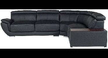 Vente-unique Hoekbank van leer NAHIA - Zwart - Hoek rechts