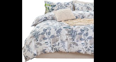 3-Delige Dekbedovertrekset: Scandinavisch Bloemen- en Bladpatroon - 135x200cm