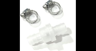 Allecta - Terugslagklep 10mm slang Inline met 2 klemmen - Plastic wegwerp ventiel voor wasmachines
